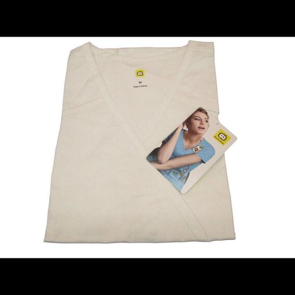 Utility Girl Womens Natural White Uniform Medical Nurse Scrub Top Size M - Picture 1 of 12